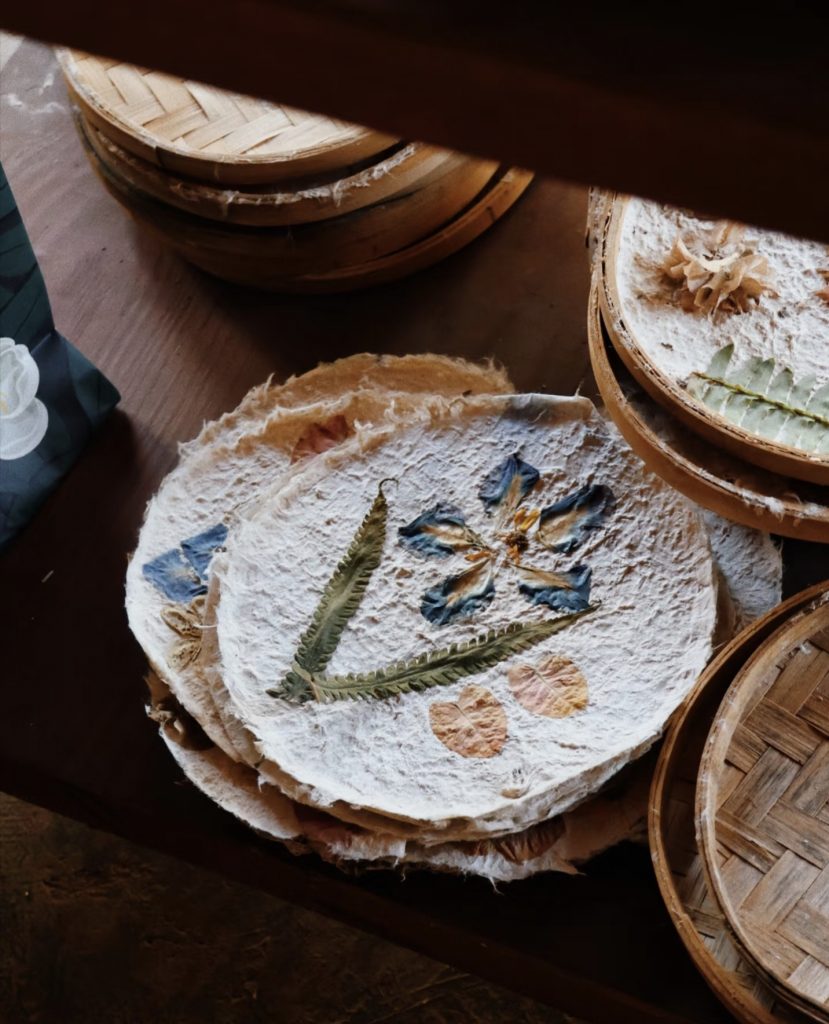 Traditional paper-making craft in Manyuan Village Xishuangbanna Yunnan