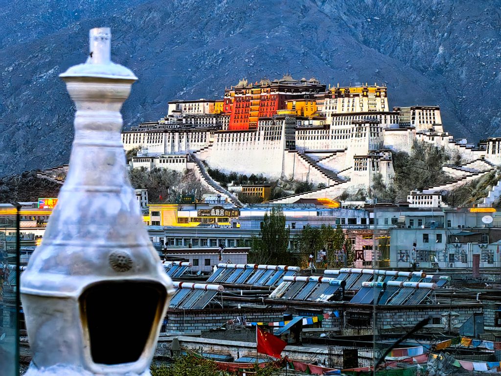 Distant view of the Potala Palace in Lhasa Tibet